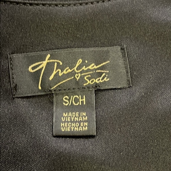 Thalia Sodi Black Sheath Knee Length Dress with Belt Accent Women's Size S - Picture 9 of 11